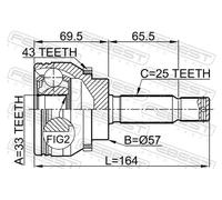 Giunto semiasse Assale anteriore 0410-DJ24A43 FEBEST per MITSUBISHI