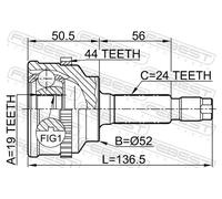 Giunto semiasse Assale anteriore 0510-014A44 FEBEST per MAZDA DEMIO