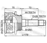 Giunto semiasse Assale anteriore 0510-B25A44 FEBEST per FORD MAZDA