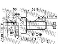 Giunto semiasse Assale anteriore 0710-017A43 FEBEST per SUZUKI IGNIS I GSX