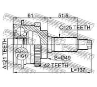 Giunto semiasse Assale anteriore 0710-018A42 FEBEST per SUZUKI BALENO Hatchback