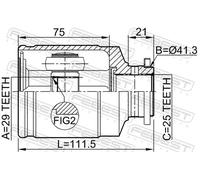 Giunto semiasse Assale anteriore 0811-1002 FEBEST per SUBARU IMPREZA Familiare