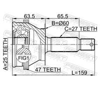 Giunto semiasse Assale anteriore 1210-011A47 FEBEST per HYUNDAI KIA