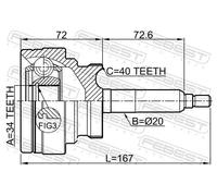Giunto semiasse Assale anteriore 1410-ROD FEBEST per SSANGYONG RODIUS I
