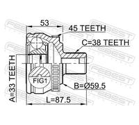 Giunto semiasse Assale anteriore 1710-A4A45 FEBEST per AUDI SEAT