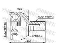 Giunto semiasse Assale anteriore 2110-FOCII20 FEBEST per VOLVO FORD