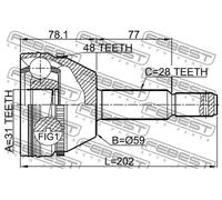 Giunto semiasse Assale anteriore 2110-TRD9A48 FEBEST per FORD TRANSIT Furgone