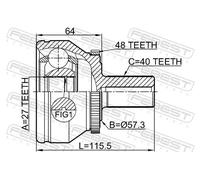 Giunto semiasse Assale anteriore 2710-XC90WDA48 FEBEST per VOLVO 240 240 Kombi