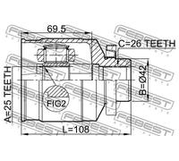 Giunto semiasse Assale anteriore Dx 1211-TUCRH FEBEST per HYUNDAI TUCSON ix35