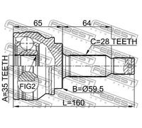Giunto semiasse Assale anteriore Giunto omocinetico 0410-CW5 FEBEST per PEUGEOT