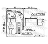 Febest Kit giunti semiasse 1410-NAA48 Anteriore Lato Ruota per Ssangyong