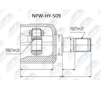 Giunto semiasse Assale anteriore NPW-HY-509 NTY per HYUNDAI TUCSON SONATA IV