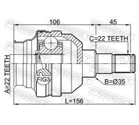 FEBEST 1011-T255LH Giunto omocinetico