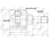 Giunto semiasse Assale anteriore Sx NPW-FR-023 NTY per FORD MONDEO IV Turnier