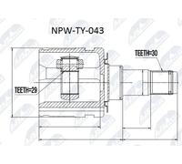 Giunto semiasse Assale anteriore Sx NPW-TY-043 NTY per TOYOTA HILUX VII Pick-up