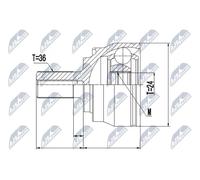 Giunto semiasse Assale anteriore Sx NPZ-VV-020 NTY per VOLVO V40 Hatchback