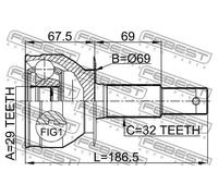 Giunto semiasse Assale posteriore 0210-R51R FEBEST per NISSAN INFINITI