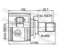 Giunto semiasse Assale posteriore 0411-V97WLHR FEBEST per MITSUBISHI PAJERO IV