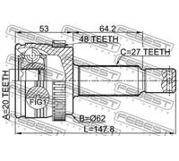 Giunto semiasse Assale posteriore Giunto omocinetico 1210-IX35A48R FEBEST