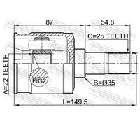 Giunto semiasse Assale posteriore Giunto omocinetico 1211-CM10R FEBEST