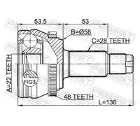 Giunto semiasse Assale posteriore Giunto omocinetico 1410-NACTRA48 FEBEST