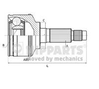 Giunto semiasse J2820510 NIPPARTS per HYUNDAI GETZ