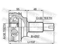 Giunto semiasse lato ruota 0110-GRX125 FEBEST per LEXUS IS II GS
