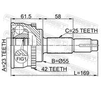 FEBEST 0210-062A42 Giunto omocinetico
