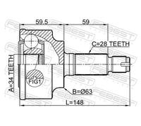 Giunto semiasse lato ruota 0310-CL22 FEBEST per HONDA ACCORD VII