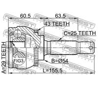 FEBEST 0410-DA2A43 Giunto omocinetico