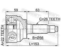 Giunto semiasse lato ruota 0510-024 FEBEST per MAZDA MX-3 323 F V 323 S V