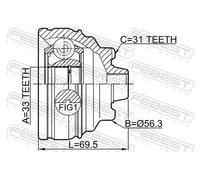 Giunto semiasse lato ruota 1910-F30 FEBEST per BMW X1 1 3 3 Gran Turismo 4 Coupé