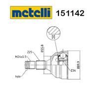 GIUNTO SEMIASSE LATO RUOTA CITROEN XANTIA - PEUGEOT 405 METELLI PER 327378