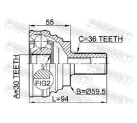 Giunto semiasse lato ruota Giunto omocinetico 2310-030 FEBEST per VW SKODA AUDI