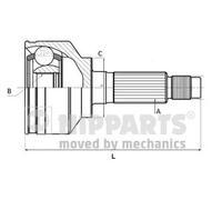 Giunto semiasse N2825036 NIPPARTS per MITSUBISHI COLT VI COLT CZC VI Cabriolet