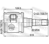 Giunto semiasse sul lato del cambio 0111-MCX20RH FEBEST per TOYOTA CAMRY