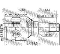 Giunto semiasse sul lato del cambio 0111-NHW20RH FEBEST per TOYOTA YARIS