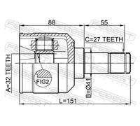 Giunto semiasse sul lato del cambio 0411-DJ24 FEBEST per MITSUBISHI ECLIPSE IV