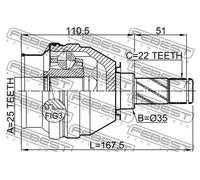 Giunto semiasse sul lato del cambio 1811-Z18X FEBEST per OPEL SAAB