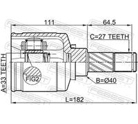Giunto semiasse sul lato del cambio Giunto omocinetico 2411-DUSTAWDLH FEBEST