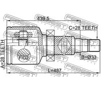 Giunto semiasse sul lato del cambio Giunto tripodo 2111-AWF21RH FEBEST per FORD