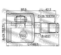 Giunto semiasse sul lato del cambio Giunto tripodo 2711-S80ATLH FEBEST per VOLVO