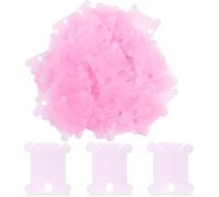 GIUPLOKID Bobine di plastica per Filo da Ricamo, Bobine di Filato in plastica da 500 Pezzi con avvolgitore, Multicolore, cartoncino for Punto Croce, Accessori for Cucire(Pink)