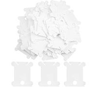 GIUPLOKID Bobine di plastica per Filo da Ricamo, Bobine di Filo interdentale in plastica da 500 Pezzi con avvolgitore, Multicolore, portafilo for Punto Croce(White)