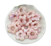 GIUPLOKID Cappucci per Perline a Forma di Fiore in Acrilico, 200 Perline Cave a Forma di Fiore Acrilico Multicolore for la creazione Gioielli, Pendente da 19 mm(Red)