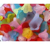 GIUPLOKID Cappucci per Perline a Forma di Fiore in Acrilico, 50/100/300 Tappi/distanziatori for Perline acriliche opache Floreali da 10x14 mm, Bianco/Multicolore, Pezzi(Mixed Colors,50pcs 10x14mm)