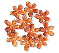 GIUPLOKID Cappucci per Perline a Forma di Fiore in Acrilico, 80 Pezzi di Perline Fiori acrilici Irregolari Multicolori, ciondoli distanziatori, Tappi for Gioielli Fai da Te(Amber)