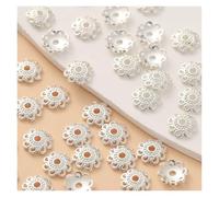 GIUPLOKID Cappucci per Perline a Forma di Fiore in Acrilico, Cappucci distanziatori in filigrana Cava in Lega Multicolore 6-8 mm 500 Pezzi ciascuno(Silver,8mm 500pcs)