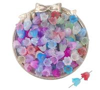 GIUPLOKID Cappucci per Perline a Forma di Fiore in Acrilico, Copriperline Fiore in Acrilico Multicolor 100/200/600 Pz 10x8mm(Mixed Color,200pcs 10x8mm)