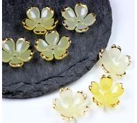 GIUPLOKID Cappucci per Perline a Forma di Fiore in Acrilico, Perline con Fiori e copriperline in Acrilico Opaco Multicolore 19 mm 100/200/600 Pezzi(Yellow Gradient,19MM 100PCS)